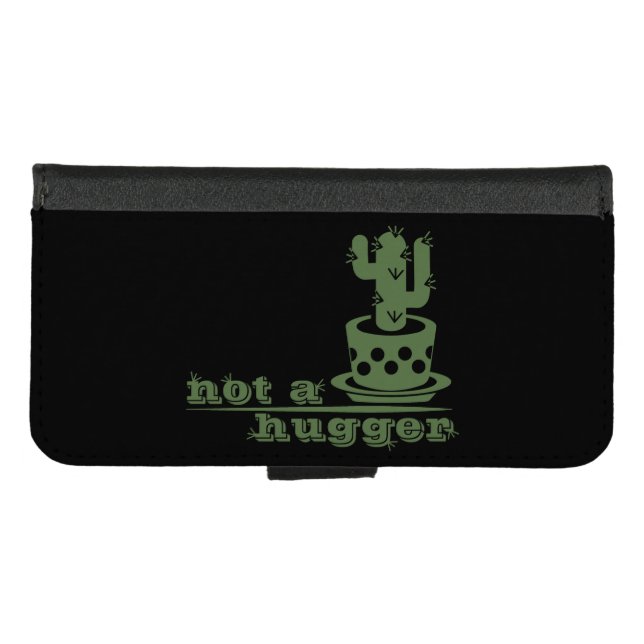 Cacti Not a hugger cactus funny saying iPhone Wallet Case (Front (Horizontal))