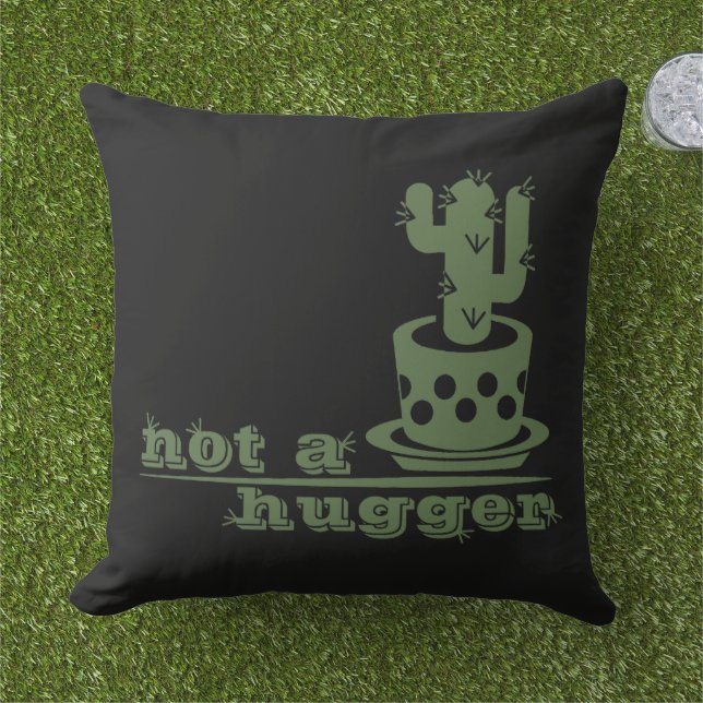 Cacti Not a hugger cactus funny saying Outdoor Pillow (Grass)
