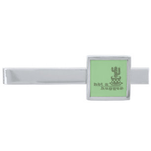 Cacti Not a hugger cactus funny saying Silver Finish Tie Bar