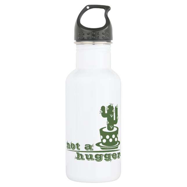 Cacti Not a hugger cactus funny saying Stainless Steel Water Bottle (Front)
