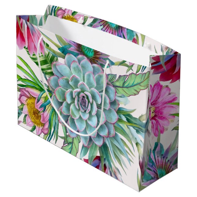 Cacti Pattern Large Gift Bag (Back Angled)