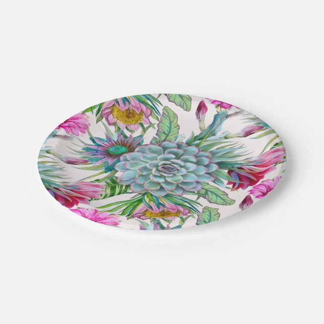 Cacti Pattern Paper Plates (Angled)