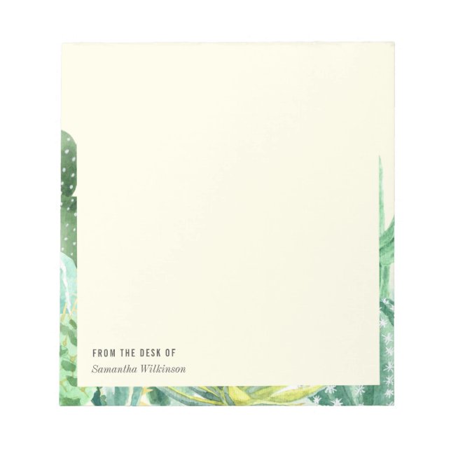 Cacti Plants Chic Greenery Watercolor Custom Notepad (Front)
