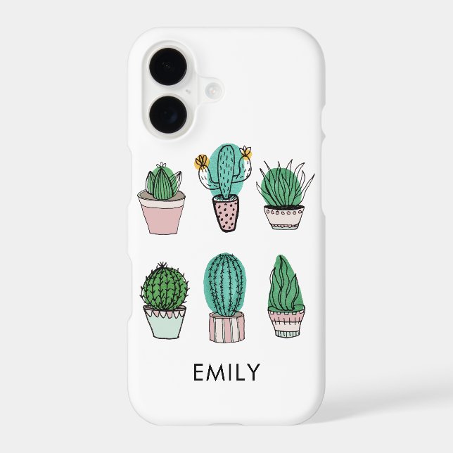 Cacti potted plant illustrated Case-Mate iPhone case (Back)