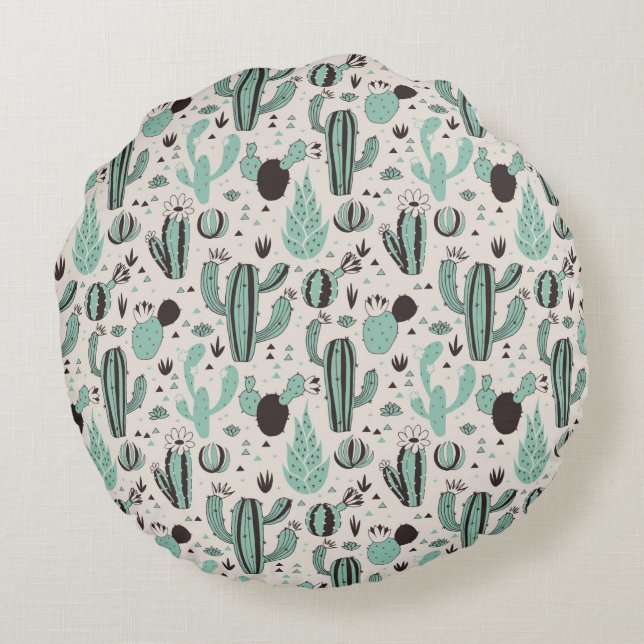 Cacti Round Pillow (Back)
