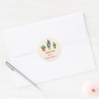 Cacti Succulent Bridal Shower Favor Sticker