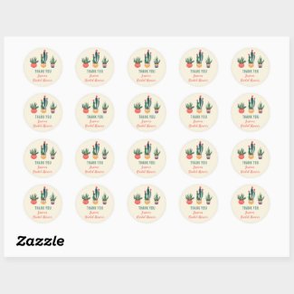 Cacti Succulent Bridal Shower Favor Sticker