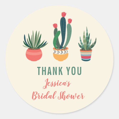 Cacti Succulent Bridal Shower Favor Sticker