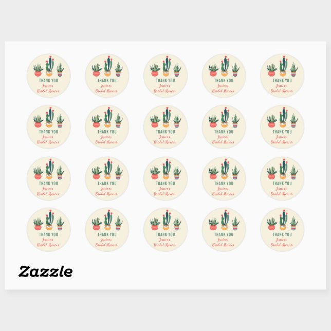 Cacti Succulent Bridal Shower Favor Sticker (Sheet)