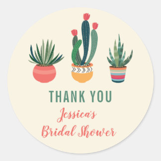 Cacti Succulent Bridal Shower Favor Sticker