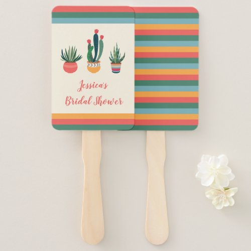 Cacti Succulent Bridal Shower Hand Fan