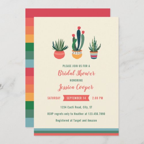 Cacti Succulent Bridal Shower Invitation