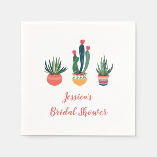 Cacti Succulent Bridal Shower Napkin