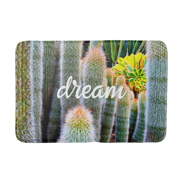 Cacti succulent photography dream quote script bathroom mat (Front)