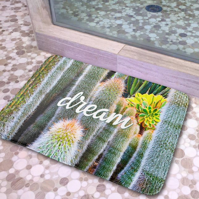 Cacti succulent photography dream quote script bathroom mat (Creator Uploaded)