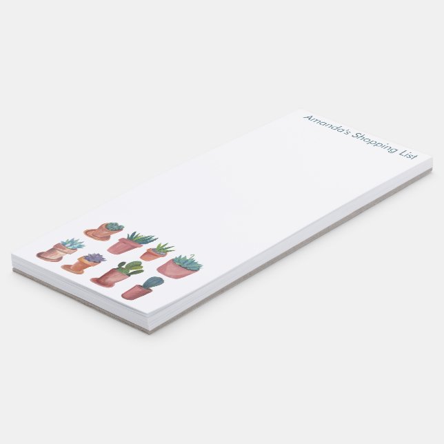 Cacti & Succulents Custom Grocery Shopping List Magnetic Notepad (Angled)