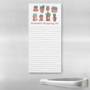 Cacti & Succulents Custom Grocery Shopping List Magnetic Notepad