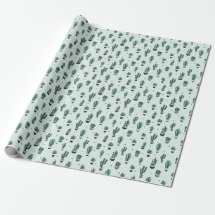 Cacti-succulents, hand-drawn seamless pattern. wrapping paper