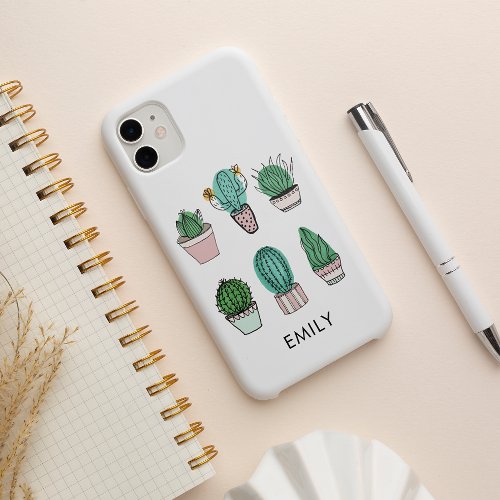 Cacti succulents illustration personalized name Case_Mate iPhone 14 case