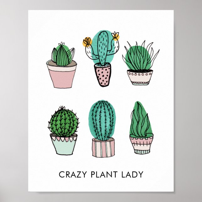 Cacti succulents illustration personalized poster (Front)