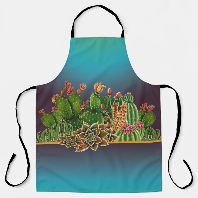 Cacti & Succulents pattern Apron (Front)
