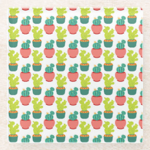 Cacti Succulents Plants Mexican Cinco de Mayo Glass Coaster