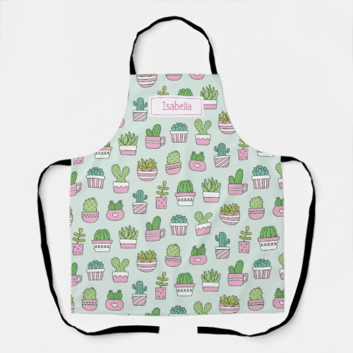 Cacti Succulents Plants Pattern Personalized Apron