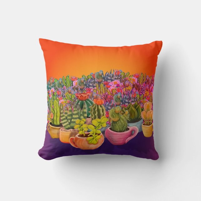 Cacti & Succulents Throw Pillow (Front)