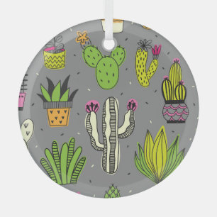 Cacti, succulents: tropical vintage background. glass ornament