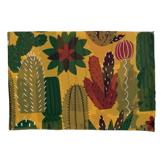 Cacti & Succulents: Vintage Pillow Case (Front)
