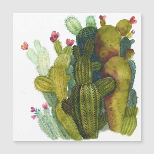 Cacti succulents vintage watercolor