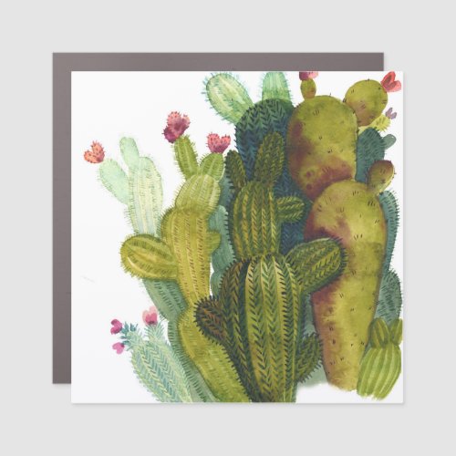 Cacti succulents vintage watercolor car magnet