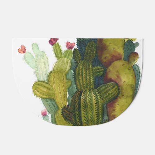 Cacti succulents vintage watercolor doormat