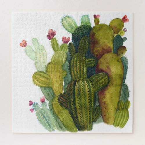 Cacti succulents vintage watercolor jigsaw puzzle
