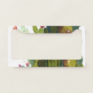 Cacti, succulents: vintage watercolor. license plate frame