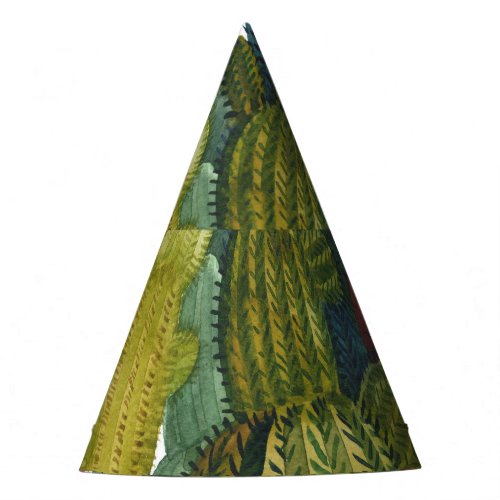 Cacti succulents vintage watercolor party hat