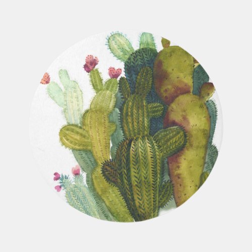 Cacti succulents vintage watercolor rug