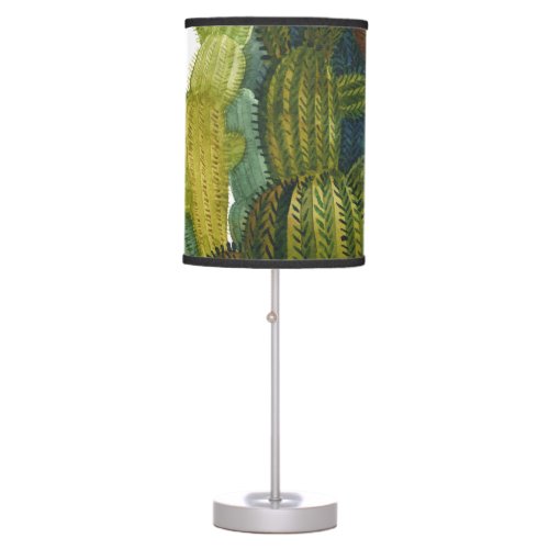 Cacti succulents vintage watercolor table lamp