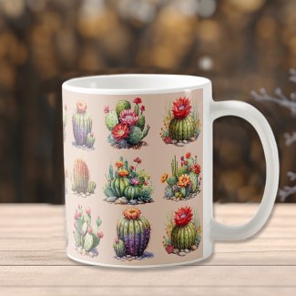 Cacti Watercolor Pattern Coffee Mug