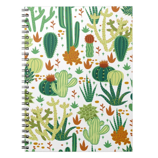 Cacti White Background: Vintage Graphics. Notebook (Front)