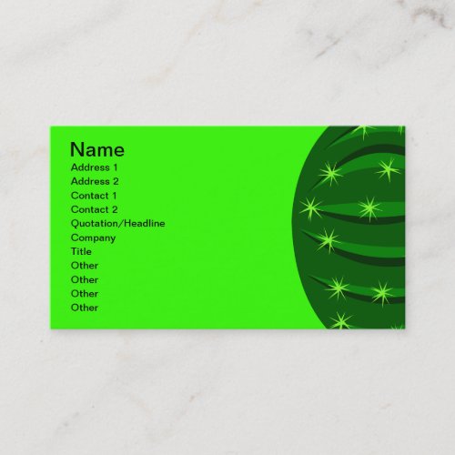 Cactus3 Vector GREEN SPARKLE CACTUS CACTI CARTOON Business Card Template