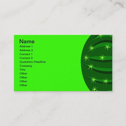 Customizable Cactus3 Vector GREEN SPARKLE CACTUS CACTI CARTOON Business Card Template