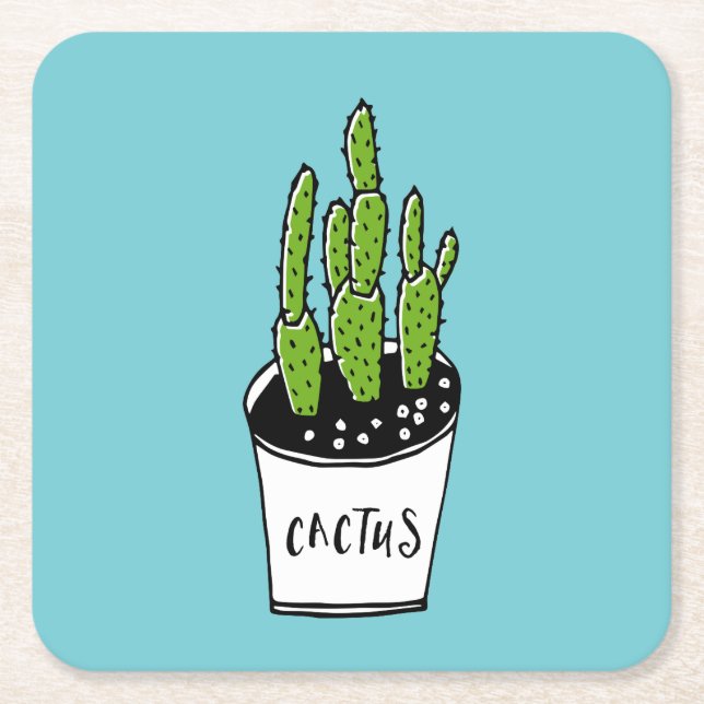 Cactus 01 square paper coaster (Front)