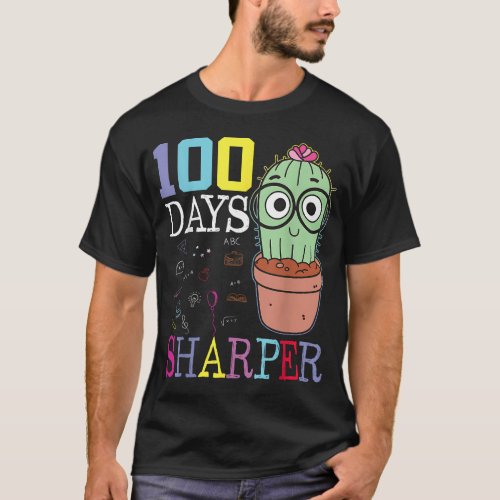Cactus 100th School Day Celebration 100 Days Sharp T_Shirt