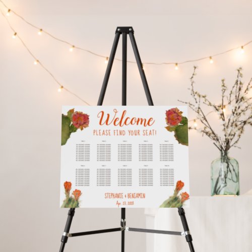 Cactus 10 Tables Red Flowers Wedding Seating Chart Foam Board