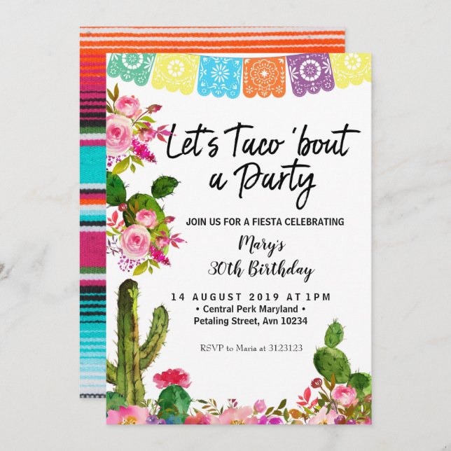 Cactus 30th Birthday Party Invitation (Front/Back)