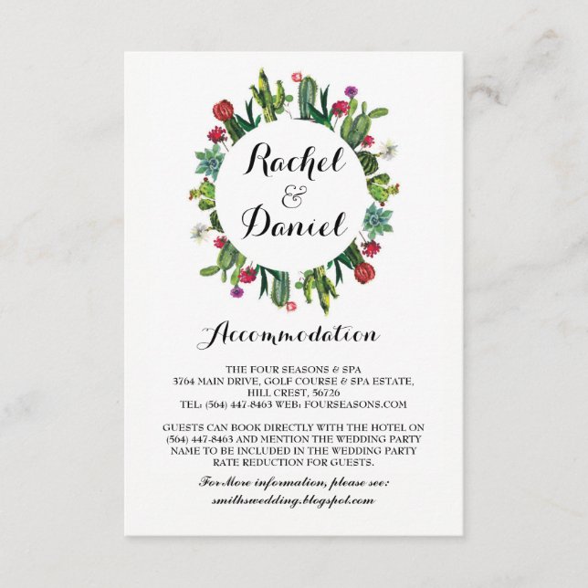 Cactus Accommodation Fiesta Wedding Cards Details (Front)