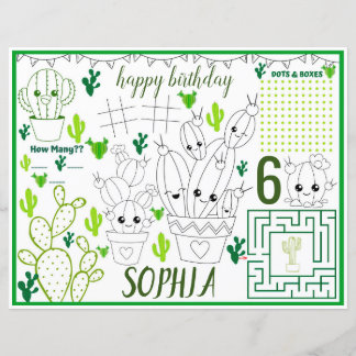 Cactus activity sheet, Cactus placemats