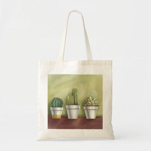 cactus agave watercolor plant cacti nature tote bag