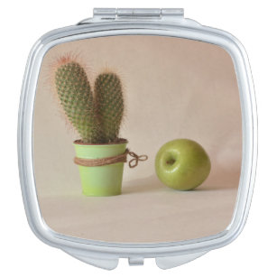 Cactus and apple  compact mirror